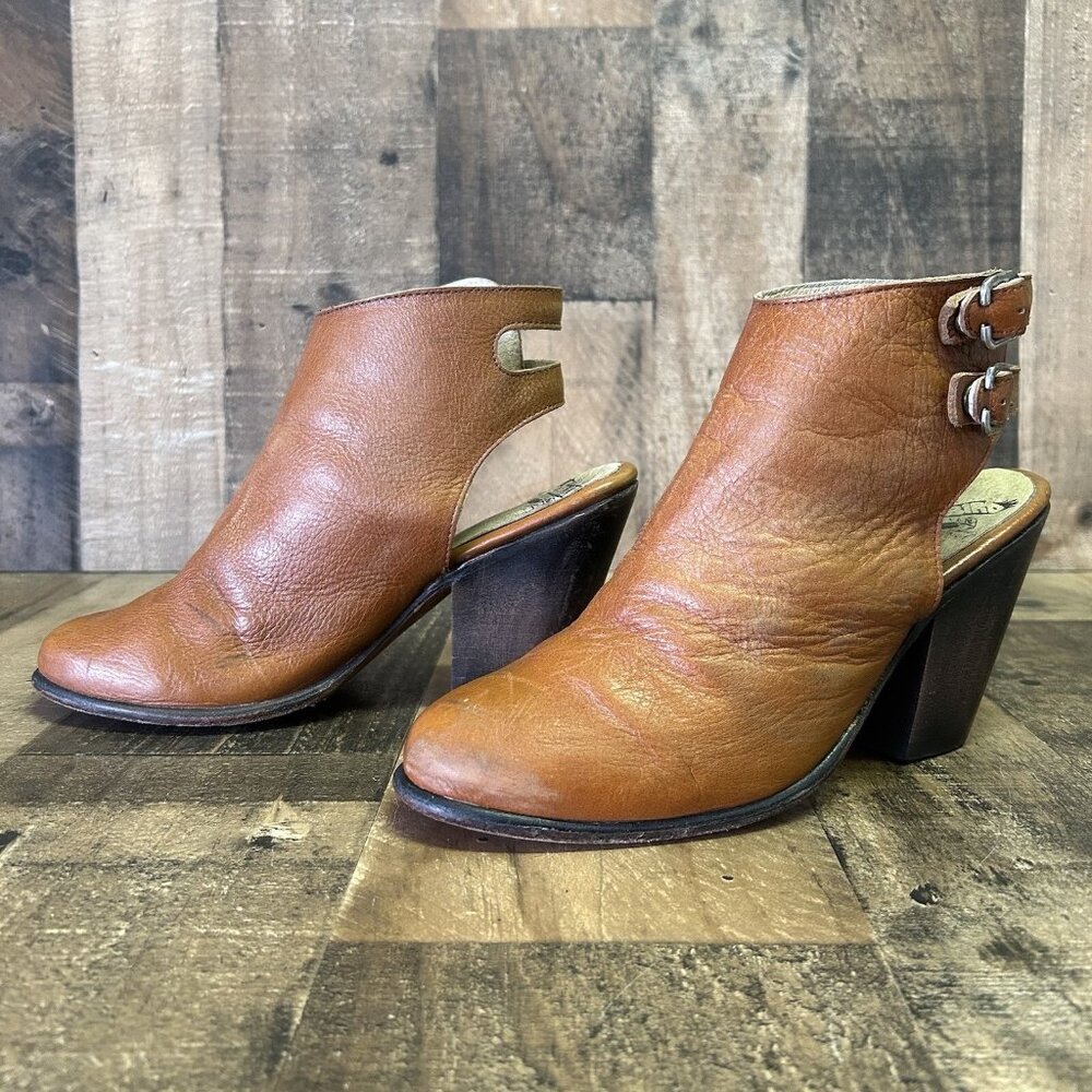 Freebird By Steven Smoke Leather Brown Mule Boots Booties Womens 9